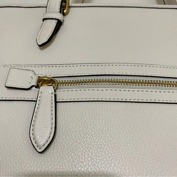 $325 NEW! COACH Luxe Pebbled Leather Medium Taylor Tote in Chalk